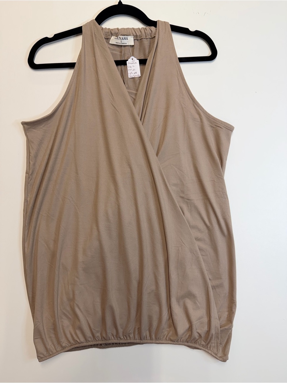 W126 Zenana Outfitters Taupe Wrap Top